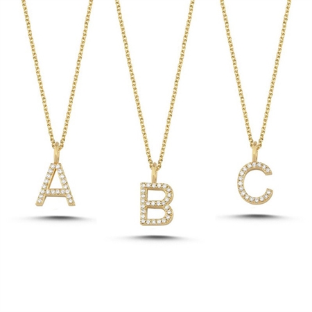 Buchstabenanhänger in 14 kt Gold mit Diamanten V2251